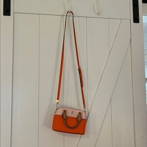 Tory Burch Robinson Color Block Top Handle Mini Crossbody Bag! Pristine! 🩷🧡